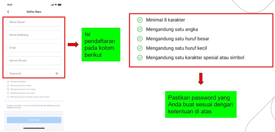 Isi informasi toko dan buat password
